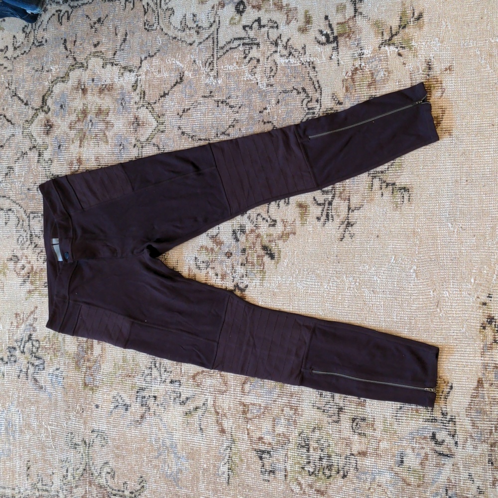 Athleta Trailsetter Ponte Moto Pants Burgundy Women Sz 8
